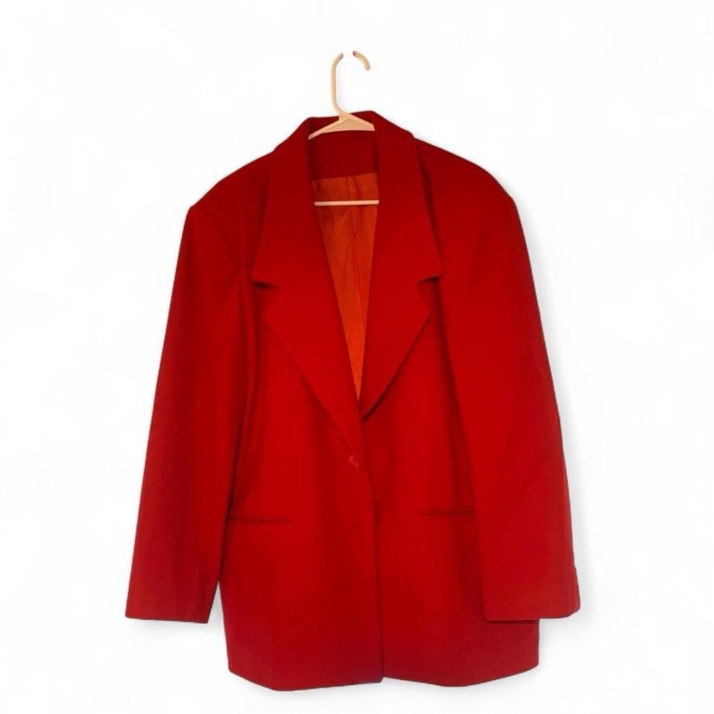 Red Women's Single-Button Blazer Jacket